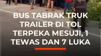 Kecelakaan maut yang melibatkan bus EPA Star dan truk trailer terjadi di Jalan Tol Terbanggi Besar-Pematang Panggang-Kayu Agung (Terpeka) KM 246+500 B, Kabupaten Mesuji, Lampung, pada Sabtu (19/9/2026) sore.

Insiden ini mengakibatkan satu orang tewas dan tujuh penumpang lainnya mengalami luka-lu...