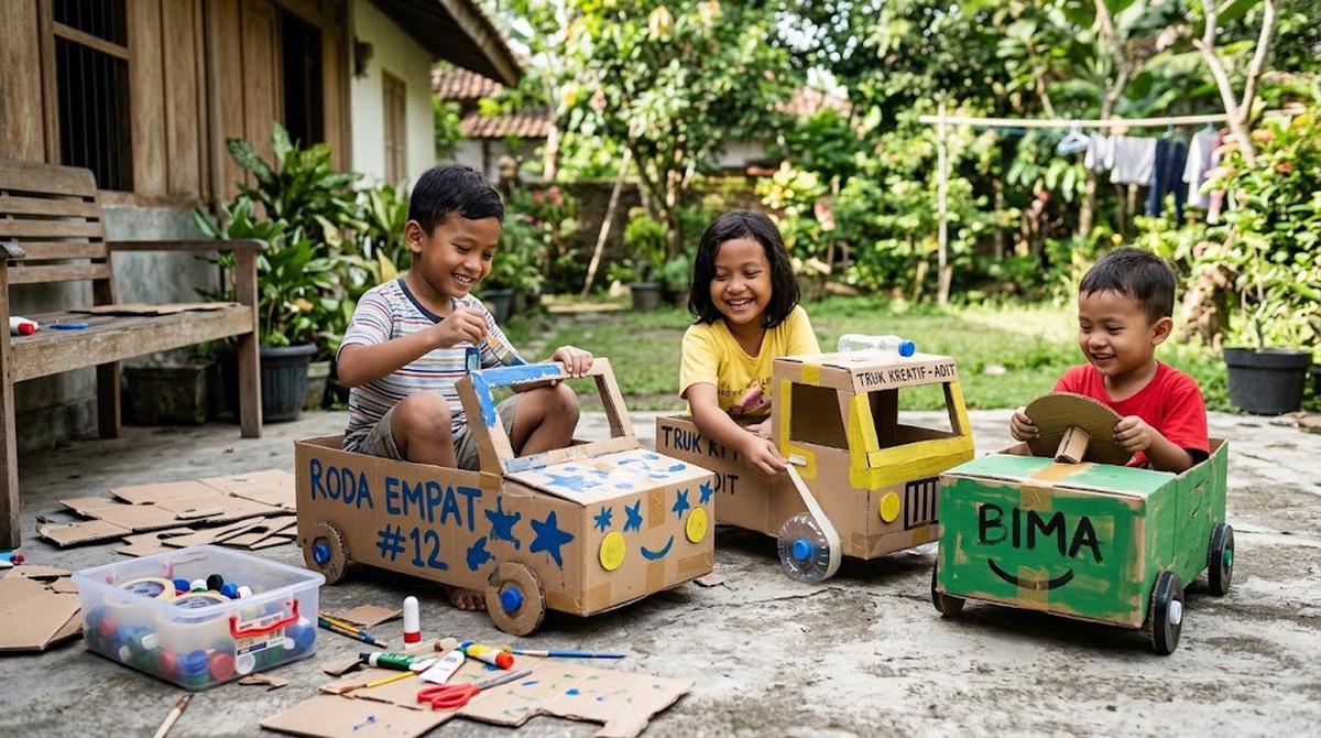 Ide Aktivitas Kreatif Anak dari Barang Bekas/AI Generated