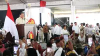 Ketua Umum Partai Gerindra Prabowo Subiato hadir dalam&nbsp;acara Konsolidasi Kader Partai Gerindra Tangerang Raya di Lapangan Ahmad Yani, seperti dikutip dari siaran pers diterima, Minggu (9/7/2023).(Kredit foto: Tim Media Prabowo Subianto)