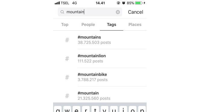 Pengguna Instagram kini bisa mengikuti hastag atau tagar, dan cara kerjanya sama seperti follow akun pengguna lain (Foto: Ist)