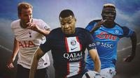 Ilustrasi - Harry Kane, Kylian Mbappe, Victor Osimhen (Bola.com/Adreanus Titus)