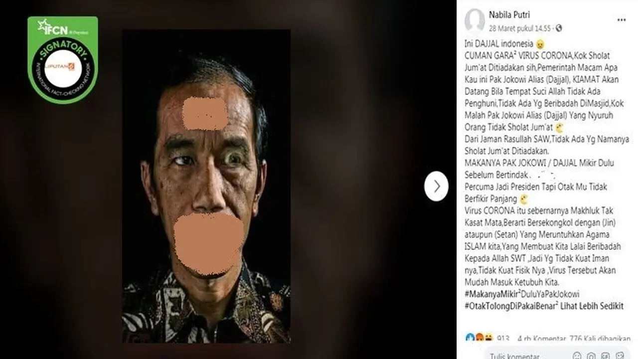 Gambar Tangkapan Layar Berita Hoaks Tentang Jokowi