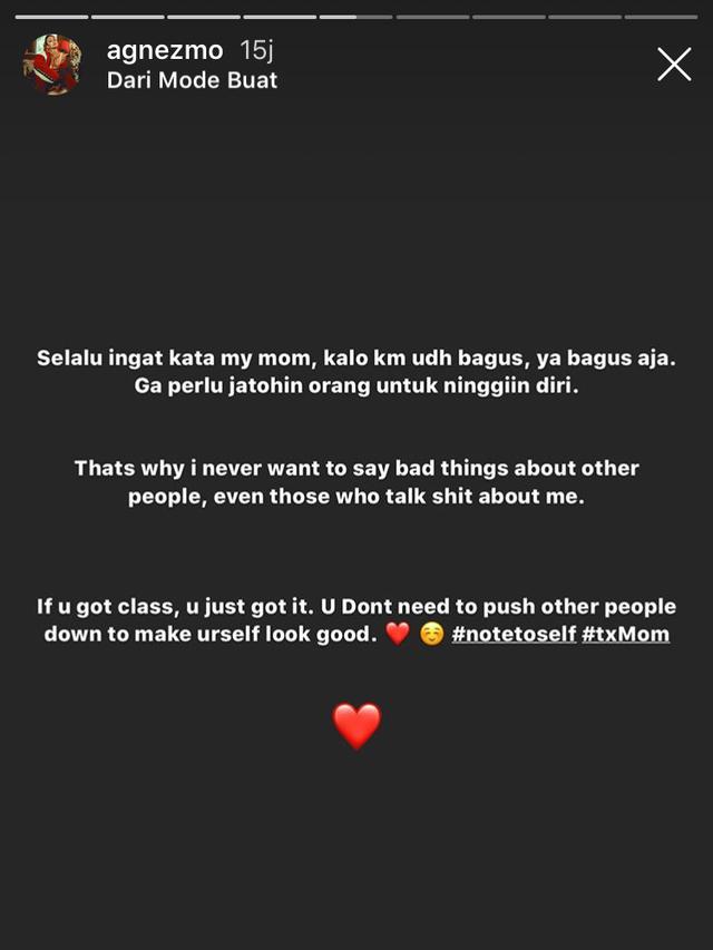 Salah satu unggahan Agnez Mo.