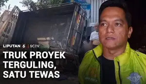 Truk Proyek Terguling, Satu Tewas