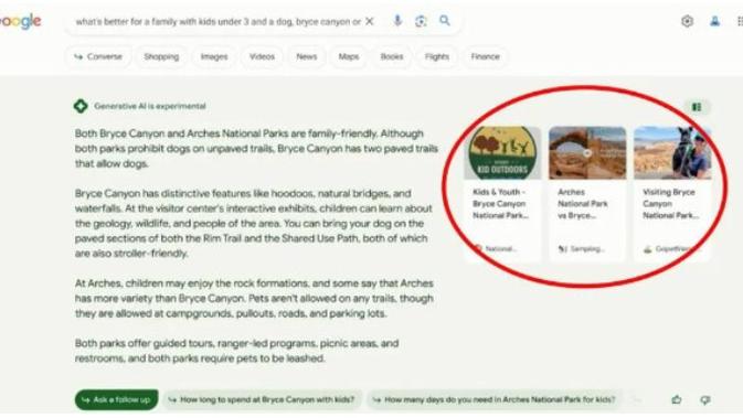 <p>Tampilan Google yang akan datang pada mesin pencarian yang didukung AI. Credit: Google</p>