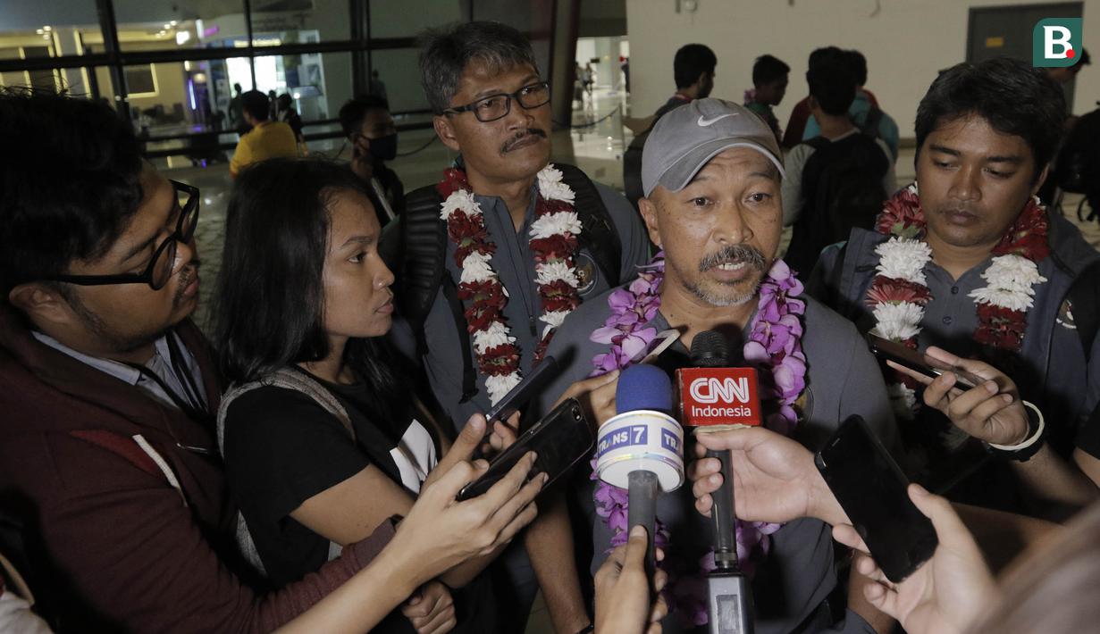 Pemain Timnas Indonesia U-16, Sutan Zico, tiba di Bandara Soekarno Hatta, Tangerang, Kamis (15/3/2018). Timnas Indonesia berhasil menjuarai turnamen Jenesys di Jepang. (Bola.com/M Iqbal Ichsan)