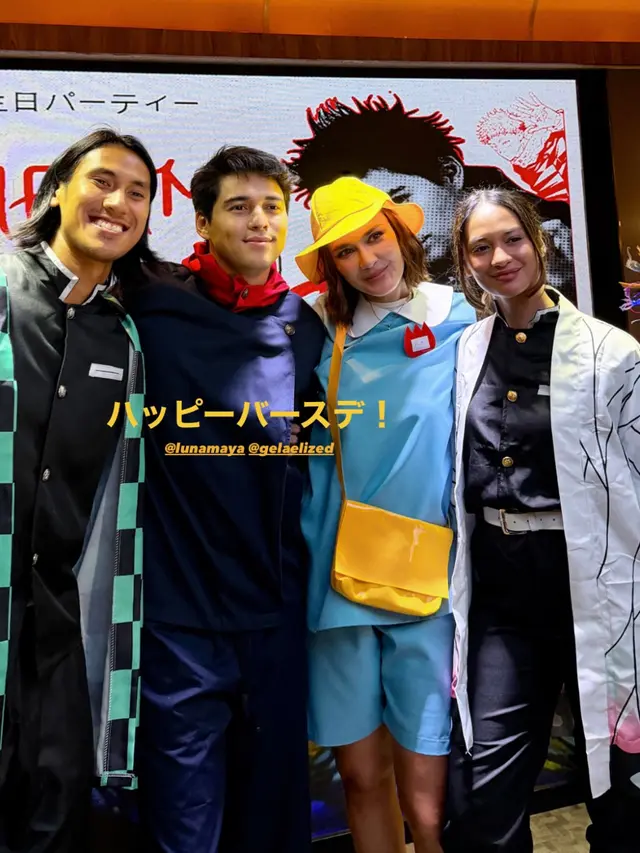 Sean Gelael dan Hana Malasan saat Ulang Tahun Maxime Bouttier Bertema Anime. [@hanamalasan]