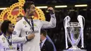 Cristiano Ronaldo saat mengantarkan Real Madrid meraih gelar Liga Champions usai kalahkan Juventus di The Principality Stadium, Cardiff, (3/6/2017). (AFP/Javier Soriano)