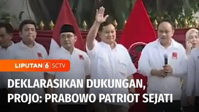Relawan pro Jokowi mendeklarasikan dukungannya secara resmi kepada bakal calon presiden Prabowo Subianto untuk maju di Pilpres 2024. Projo menilai Prabowo sebagai sosok yang berani dan bernyali.