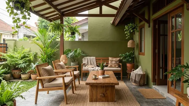 12 Warna Cat untuk Teras yang Banyak Menggunakan Furnitur Kayu, Hadirkan Kesan Natural