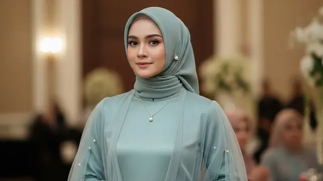 Model Gamis Teal Pastel untuk Acara Keluarga