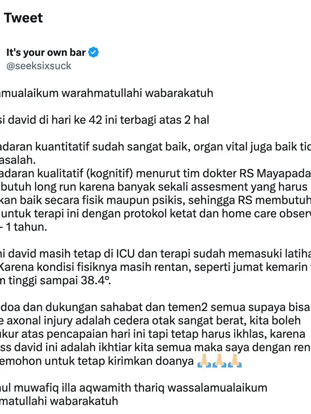 Unggahan Jonathan Latumahina, ayah David Ozora. (Foto: Dok. Twitter @seeksixsuck)