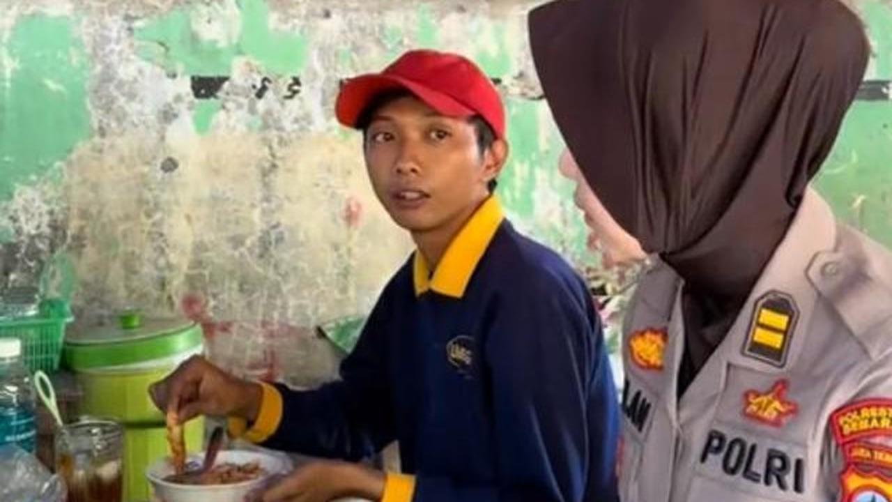 Viral Aksi Polwan Traktir Makan Tukang Becak hingga Penyapu Jalanan, Aksinya Tuai Pujian