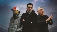 Ilustrasi - Jurgen Klopp, Xavi, Carlo Ancelotti (Bola.com/Adreanus Titus)