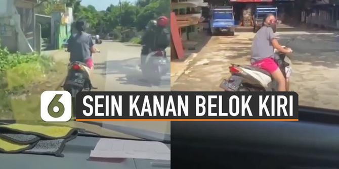 VIDEO: Sein Kanan Belok Kiri, Pemotor Teriak Saat Diklakson