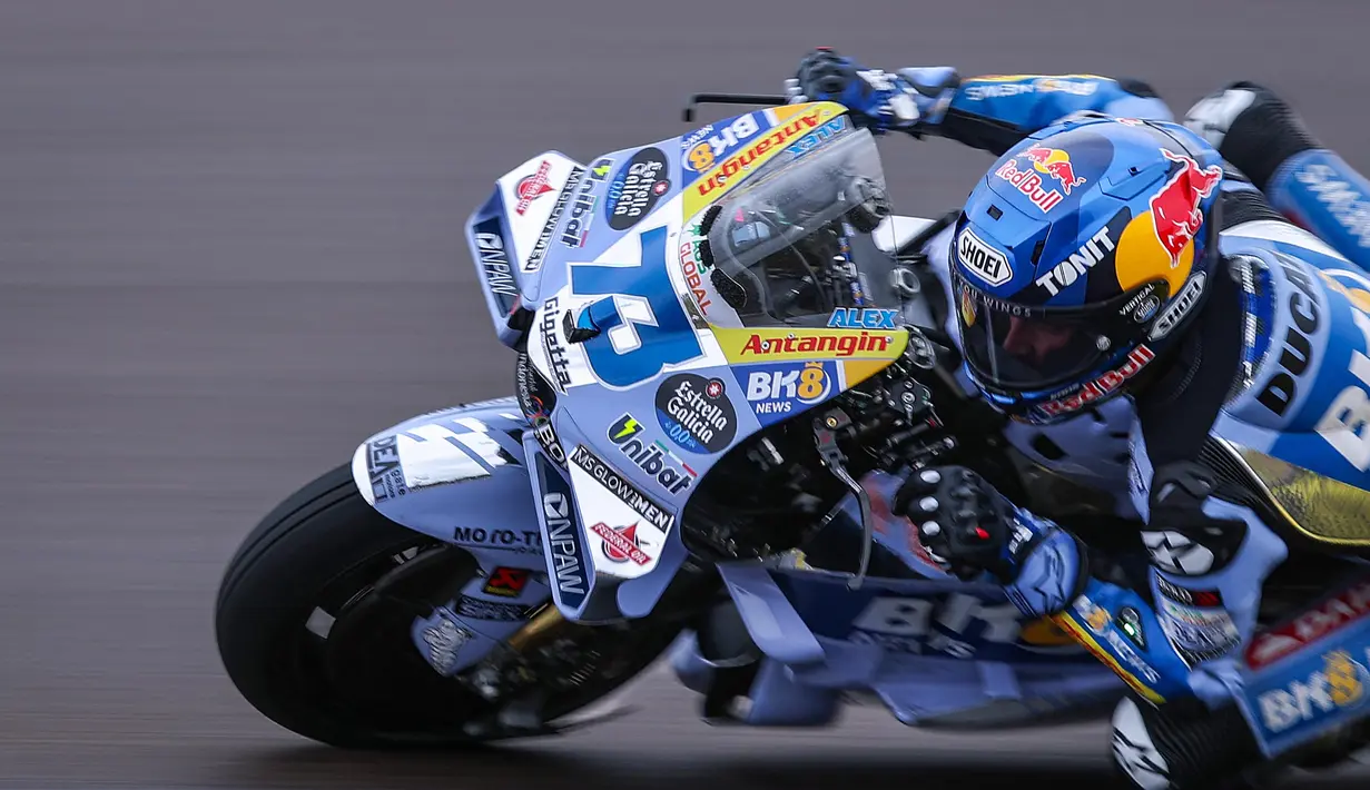 Alex Marquez harus puas menempati posisi keenam pada sesi Kualifikasi 2 MotoGP Jerman. Tampak dalam foto, pembalap MotoGP asal Spanyol dari tim BK8 Gresini Racing MotoGP, Alex Marquez saat sesi latihan Grand Prix motor MotoGP Jerman di di Sirkuit Sachsenring, Hohenstein-Ernstthal, Chemnitz, Jerman, 12 Juli 2025. (Ronny Hartmann/AFP)