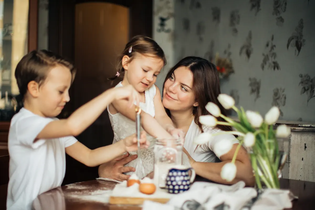Mom and children