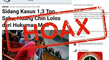 Beredar kabar di Facebook terdakwa kasus penyelundupan sabu 1 ton tidak divonis mati karena warga negara China.