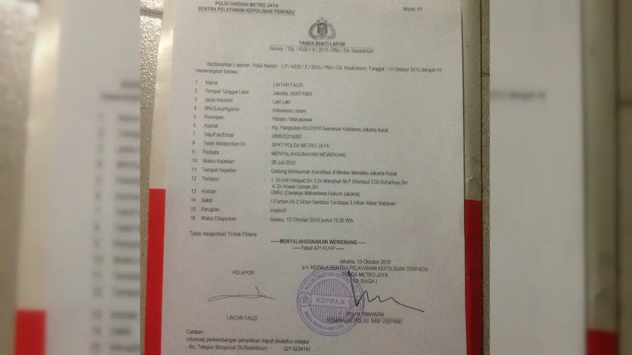 Hakim MK Dilaporkan ke Polisi