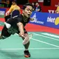 Aksi Tunggal putra Indonesia, Anthony Sinisuka Ginting, pada perempat final Indonesia Masters 2020, Jumat (17/1/2020). (PBSI)