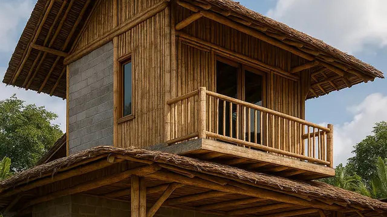 7 Model Rumah Bambu dan Batako Dua Lantai yang Estetik dan Kokoh