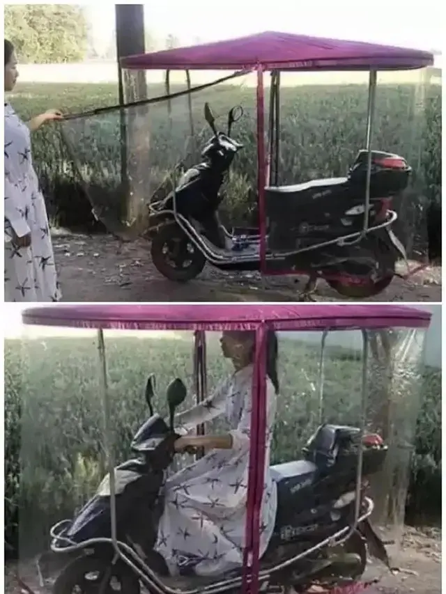 Kumpulan Potret Cara Unik Pemotor Mencegah Kulit Tersengat Panasnya Sinar Matahari (ist)