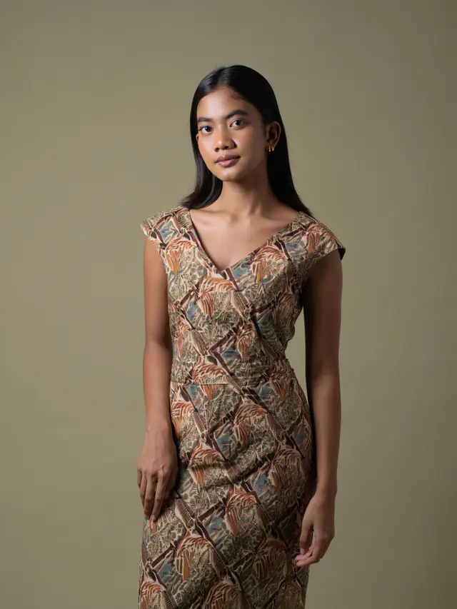Dress Batik Puffy Sleeve Elegan