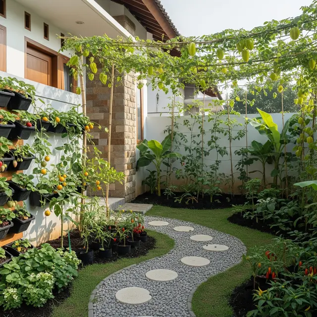 9 Desain Taman Buah Mini dengan Jalur Taman Natural, Estetis dan Produktif