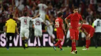 Ekspresi Philippe Coutinho setelah Liverpool gagal meraih juara Liga Europa usai takluk 1-3 dari Sevilla pada partai final, di St Jakob-Park, Rabu atau Kamis (19/5/2016) dini hari WIB. (AFP/Paul Ellis). 