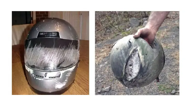 Beberapa foto helm yang menyelamatkan kepala. (Facebook: 9gag))