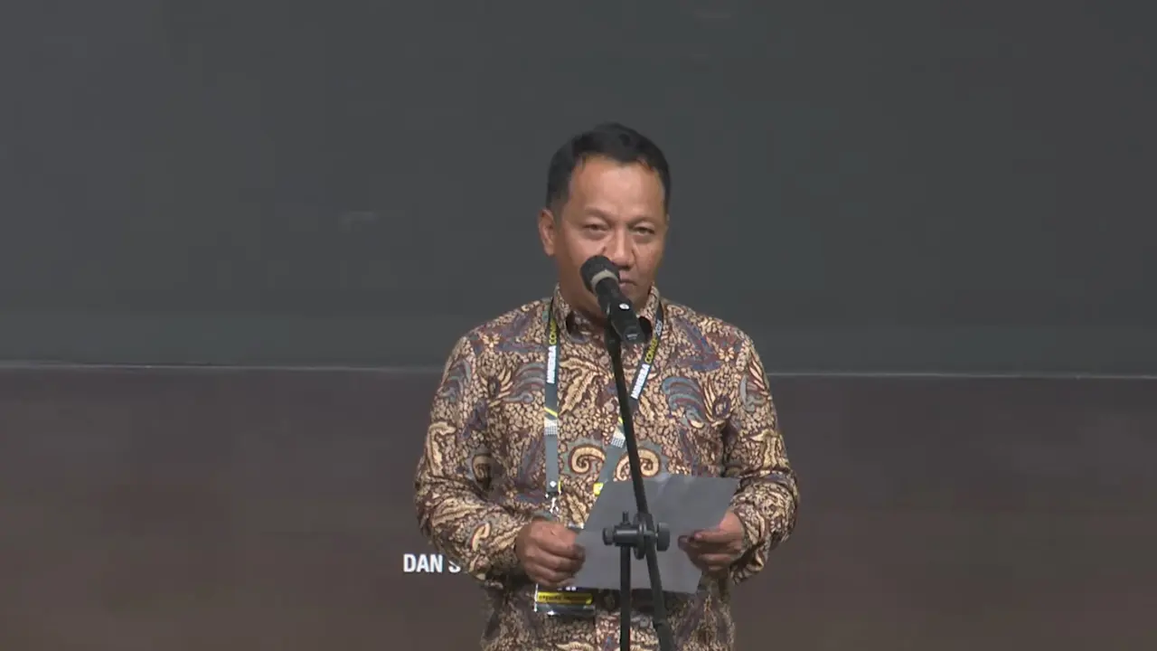Direktur Jenderal Mineral dan Batubara Kementerian ESDM Tri Winarno, di Assembly Hall, Jakarta International Convention Center (JICC), Jakarta Pusat, Rabu (15/10/2025). (Foto: Liputan6.com/Tira Santia)