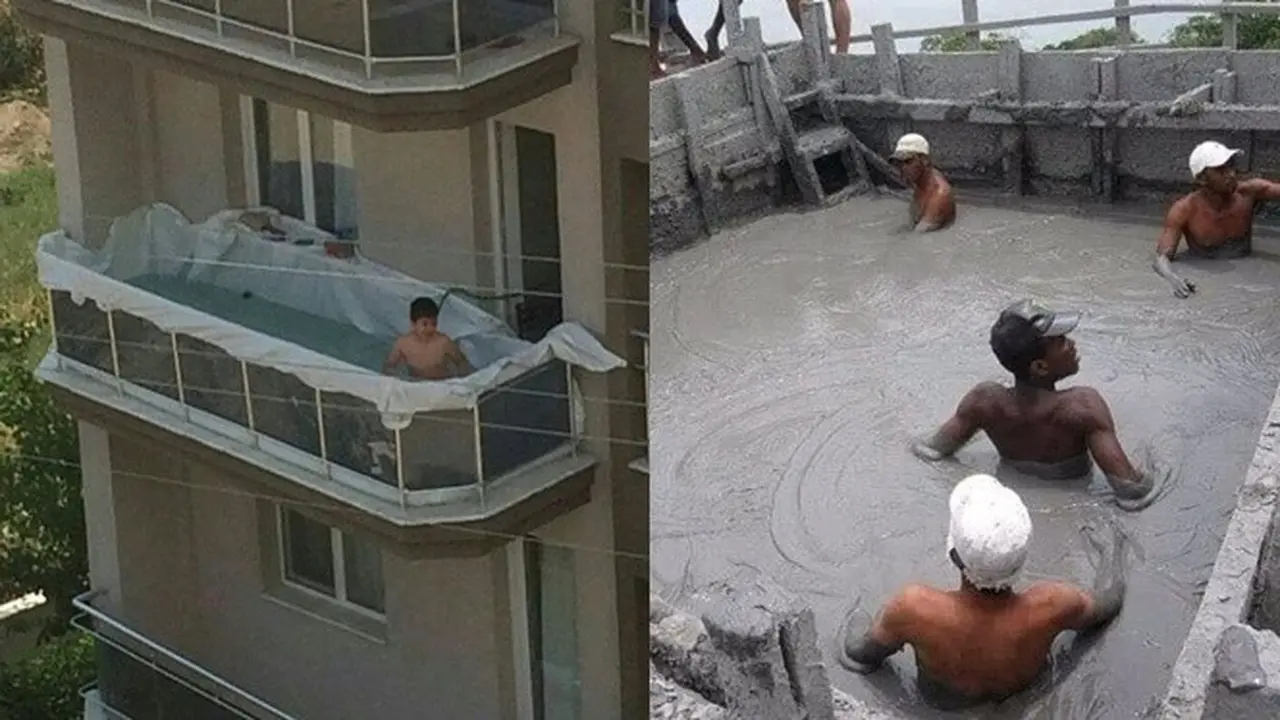 6 Potret Absurd Orang Bersantai di Air, Tempatnya Bikin Was-Was