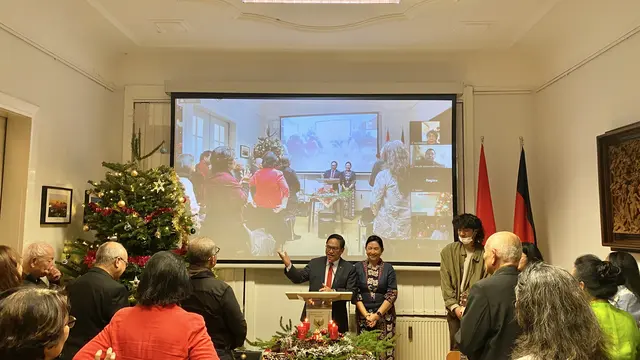 KJRI Frankfurt merayakan natal bersama para WNI di sana dengan mengusung tema keberagaman. (Dok: Kemlu RI)