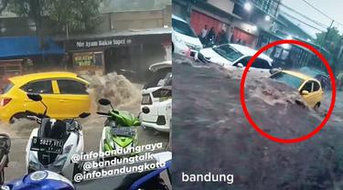 Viral, Video Mobil Hanyut di Jalan Karena Diterjang Banjir di Bandung