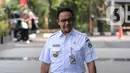 Gubernur DKI Jakarta Anies Baswedan saat tiba di Gedung KPK, Jakarta, Rabu (7/9/2022). Anies Baswedan dipanggil untuk menjalani pemeriksaan terkait laporan dugaan korupsi pada penyelenggaraan Formula E Jakarta. (Liputan6.com/Faizal Fanani)