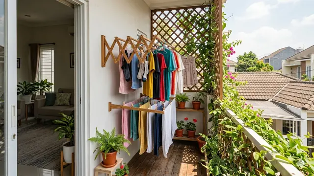 Tempat Jemur Baju untuk Rumah Kecil (Foto: Gemini AI)