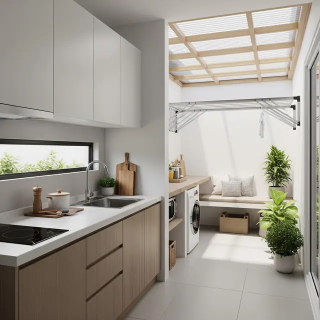 Inspirasi Area Jemuran Dekat Dapur Rumah Type 36