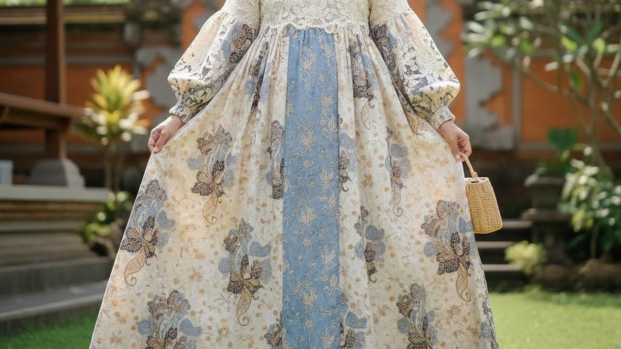 Ilustrasi Gamis Batik Brokat