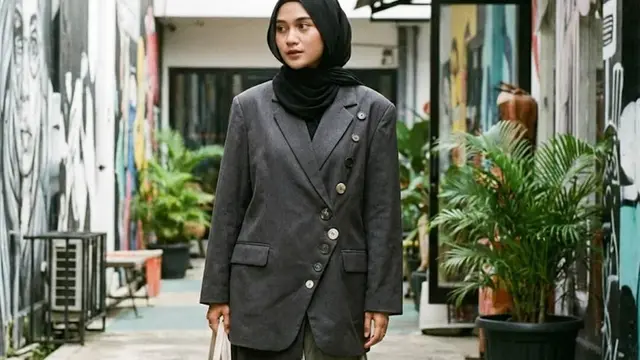 Model Gamis Blazer Asimetris untuk Look Modern dan Unik