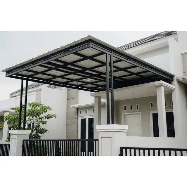 Kanopi Bahan Besi Beton dan Hollow untuk Rumah Minimalis