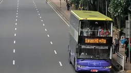 Rute yang akan ditempuh Bus tingkat wisata atau City Tour Jakarta nantinya masih sama seperti sebelumnya, Jakarta, Sabtu (10/1/2015). (Liputan6.com/Miftahul Hayat)