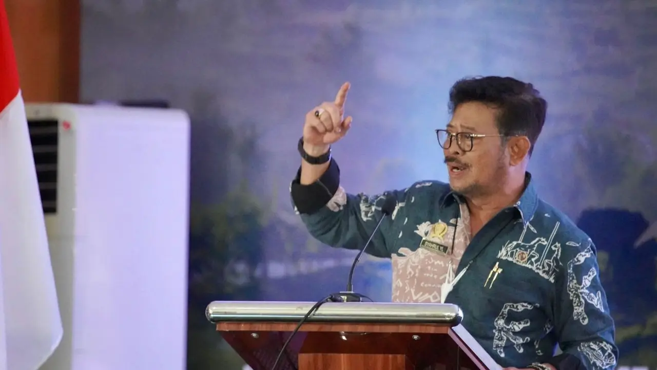 Menteri Pertanian Syahrul Yasin Limpo menghadiri penutupan Pelatihan Teknis Penguatan Kelembagaan Petani bagi Petani Milenial, di Bogor, Jumat (17/02/2023).