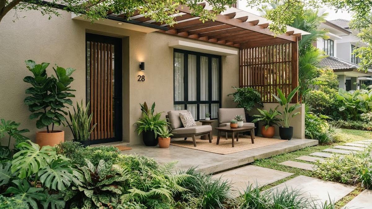 8 Warna Cat Teras Rumah yang Cocok dengan Tanaman Hijau di Depan Rumah, Bikin Terlihat Keren