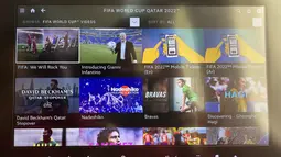 Sistem hiburan di dalam pesawat yaitu Audio Video on Demand (AVOD) pun menyajikan berbagai tontonan berbau Piala Dunia. (Bola.com/Ade Yusuf Satria)
