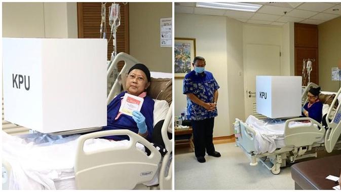 5 Potret Ani Yudhoyono Nyoblos Pemilu 2019 di Atas Ranjang 