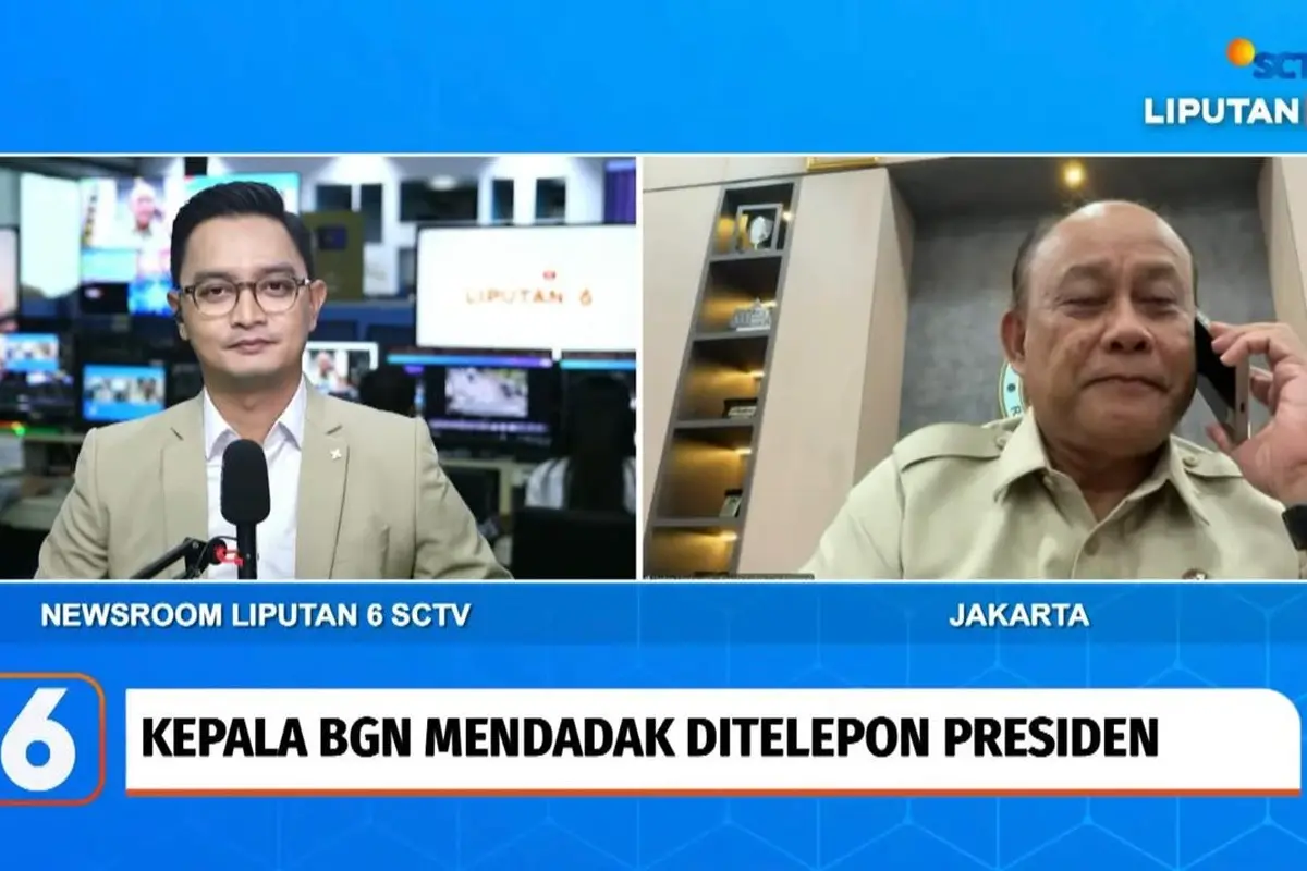 Wawancara Kepala Badan Gizi Nasional (BGN) Dadan Hindayana dengan SCTV dalam program Liputan6 Talks.