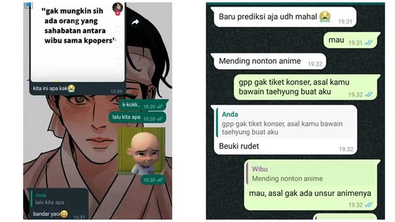 7 Chat Persahabatan Antara Wibu dan K-Popers Ini Bikin Tepuk Jidat