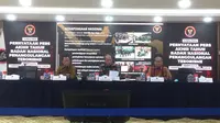 Kepala Badan Nasioal Penanggulangan Terorisme (BNPT) Komjen Pol Boy Rafli Amar saat jumpa pers di Kantor BNPT Jakarta, Selasa (28/12/2021). (Liputan6.com/Muhammad Radityo Priyasmoro)