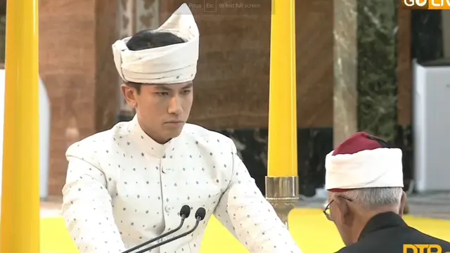 Prosesi akad nikah oleh Pangeran Abdul Mateen yang kini telah resmi menikah dengan Anisha Rosnah. (Tayangan langsung RTB)
