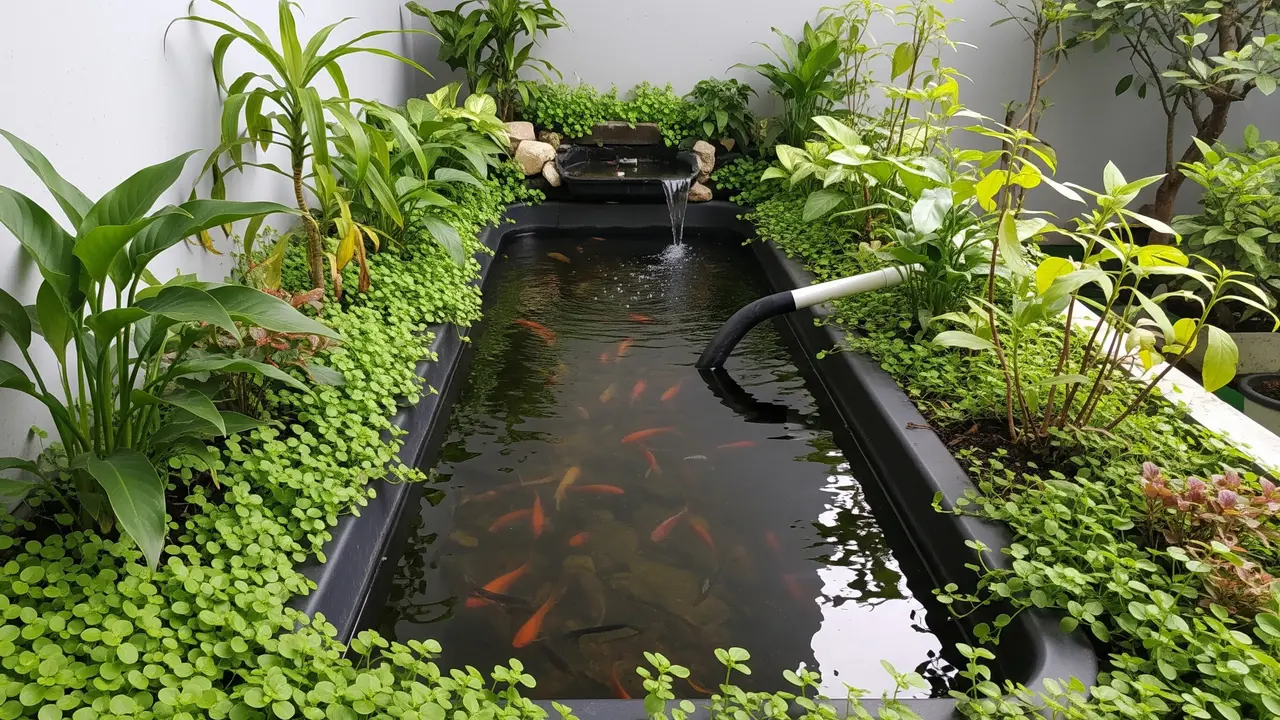 Kolam Mini dari Bak Plastik Bekas